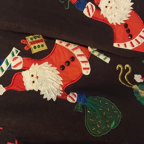 Tiara International Black Christmas Holiday Button Front Sweater 2004 Sz L - Picture 7 of 17